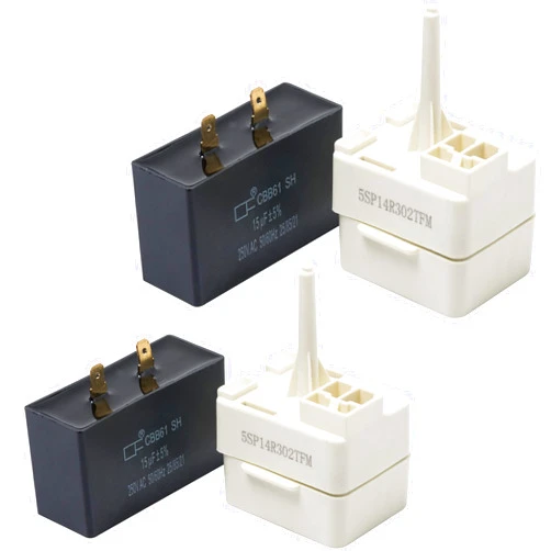 BlueStars NEW UPGRADED 2 Packs W10613606 Refrigerator Compressor Start Relay and Capacitor - Exact Fit for Whirlpool KitchenAid Kenmore Refrigerators - Replaces W10416065 PS8746522 67003186