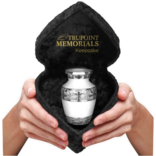 Trupoint Memorials Small Urns for Human Ashes Keepsake – Mini Urns for Human Ashes for Mom/Dad, Cremation Keepsakes for Ashes, Small Urn for Ashes for Women or Men – Small, White with Heart Box