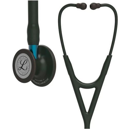 3M Littmann Cardiology IV Diagnostic Stethoscope, Black-Finish Chestpiece, Black Tube, Blue Stem and Black Headset, 27 inch, 6201 Black Tube, Navy Blue Stem, Black Headset Black-Finish Chestpiece