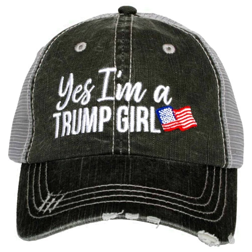 KATYDID Yes, I am a Trump Girl Baseball Hat - Trucker Hat for Women - Stylish Cute Baseball Cap Gray