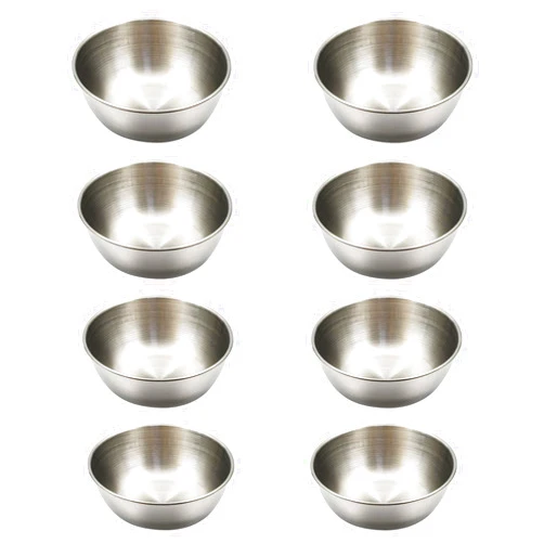 LYFJXX 8 pcs Stainless Steel Sauce Dishes, Round Seasoning Dishes, Sushi Dipping Bowl Mini Individual Saucers Bowl (Silver)