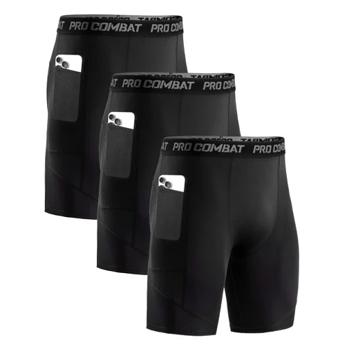 Niksa 1/2 Pack Mens Compression Shorts with Pocket, Performance Spandex Athletic Sports Workout Running Underwear Shorts