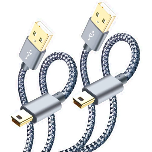 SIOCEN Mini USB Cable Braided 6ft, Type A Male to Mini-B Cable Charging Cord for Garmin Nuvi,PS3 Controller Charger,Mini USB 2.0 Power Data Wire for GoPro Hero 3 4,Canon Camera,Dash Cam,MP3 Player