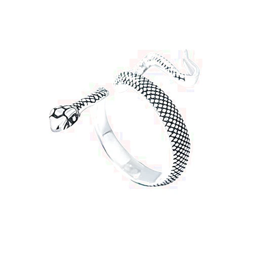 JXYJHBL Silver Ring Snake-Shaped Animal Retro Fashion Unique Unisex Ring Ring