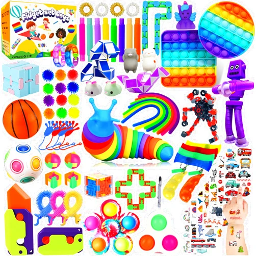 WESKMENS 80 Pack Fidget Toys Pack,Pop Its Relieves Stress and Anxiety Sensory Toy for Kids Girls Adults ADHD,Christmas Party Favor,Classroom Rewards Prizes,Pinata Stuffers,Bulk Rewards Boxfor Boys and Girls