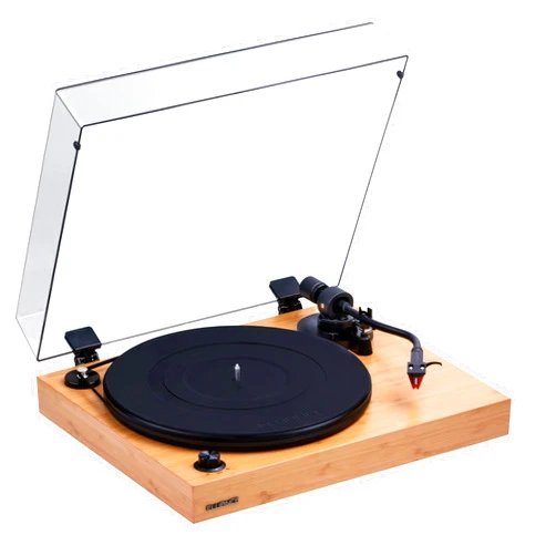 Fluance RT83 Reference High Fidelity Vinyl Turntable Record Player with Ortofon 2M Red Cartridge, Speed Control Motor, High Mass MDF Wood Plinth, Vibration Isolation Feet - Bamboo