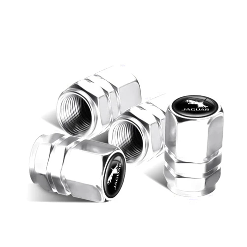 BROAND Car Tire Valve Caps, Tire Caps, Dust Caps with O-Rubber Seal for Jaguar Car Tyre Accessories, 4 Pcs Silver