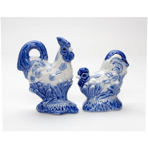 Cosmos Gifts Fine Ceramic Dutch Blue Rooster Salt & Pepper Shakers Set, 4-3/8