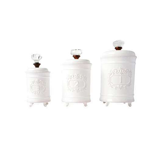 Mud Pie Kitchen Canister (Set of 3), White