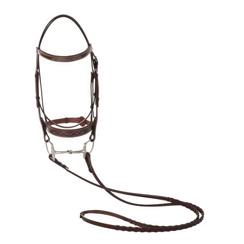 Huntley Equestrian Fancy Stitched Sedgwick English Leather Padded Bridle with Reins