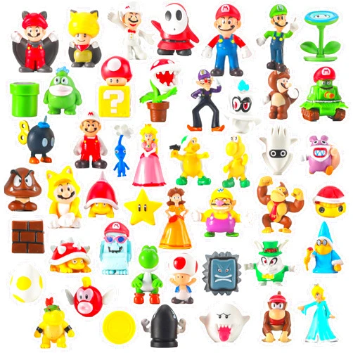 Rdsetu Super Bros Action Figures - 48PCS Super Mary Cake Toppers Birthday Party Favor Decorations, Video Game Figurines Character Toys for Boys Gils Gift