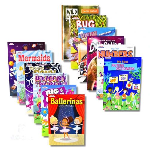 Variety Savings Kappa Coloring and Activity Books for Girls and Boys Numbers and Picture Dictionary Girl Power Mermaid Dinosaurs Trucks 8.5”x11” Extra Large Size for Hours of Fun, Ages 2-4, 4-8, 8-12 (Pack of 12)