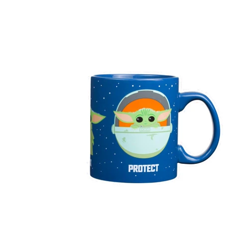 Silver Buffalo Star Wars The Mandalorian The Child Baby Yoda Grogu Protect Attack Snack Ceramic Coffee Mug, 20-Ounces