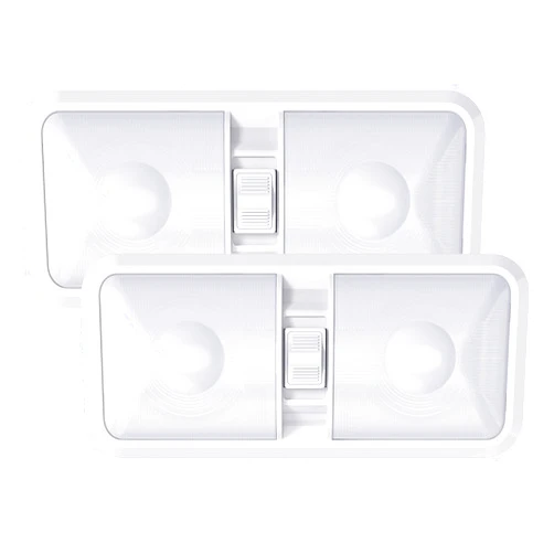 Leisure LED 2 Pack RV LED Ceiling Double Dome Light Fixture with ON/Off Switch Interior Lighting for Car/RV/Trailer/Camper/Boat DC 12V 48X2835SMD (Frosted Lens Natural White 4000-4500K, 2-Pack)