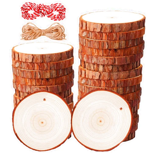 Brmeday 30Pcs Wood Slices 3.5