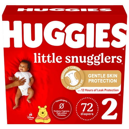 Huggies Little Snugglers Baby Diapers, Size 2 (12-18 lbs), 72 Ct