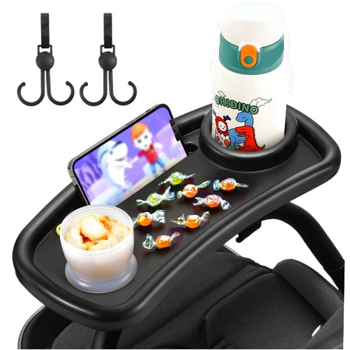Zooawa Universal Stroller Snack Tray, Stroller Cup Holder Organizer Tray for Snacks, Stroller Accessories Stroller Tray Attachment Compatible with Uppababy,Baby Jogger,Britax,BOB Umbrella,Pet Stroller