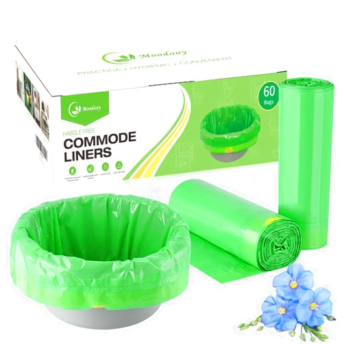 Moodooy Commode Liners-Good Value Pack 60 Count Commode Bags, Bedside Commode Liners Disposable for Commode Chairs Bucket Adult Potty Chair Liners No Absorbent Pads