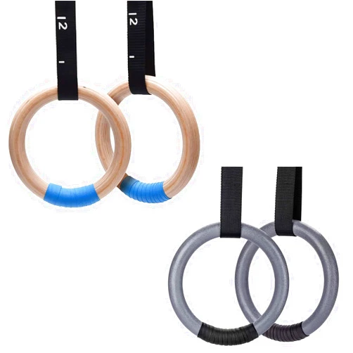 PACEARTH Wooden Gymnastics Rings, ABS Gymnastic Rings 1500/1000lbs with Adjustable Cam Buckle 14.76ft Long Straps