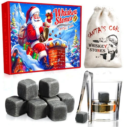 JUMWAY Christmas Stocking Stuffers for Men Dad Husband - Whiskey Stones Gifts for Men Father Husband, 12 Reusable Whiskey Rocks with Sack and Tong