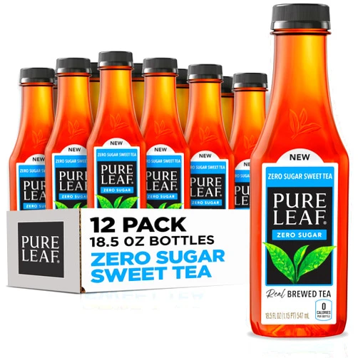Pure Leaf Iced Tea, Zero Sugar Sweet Tea, 18.5 Fl Oz Bottles (Pack of 12)