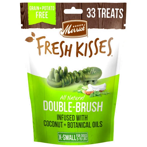 Merrick Fresh Kisses Natural Dental Chews Infused With Coconut And Botanical Oils For Tiny Dogs 5-15 Lbs - 33 ct. Bag