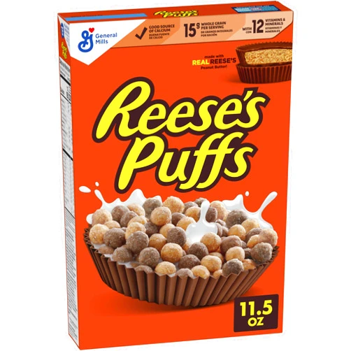 REESE'S PUFFS Breakfast Cereal, Chocolatey Peanut Butter Cereal, 11.5 oz