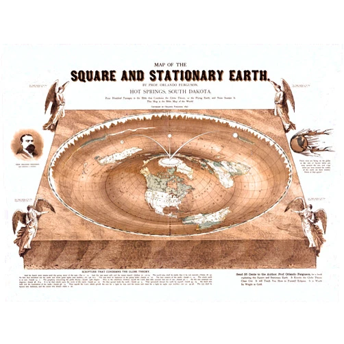 FlatEarthers.org Flat Earth Map - Map of the Square and Stationary Earth -Orlando Ferguson- Poster 24