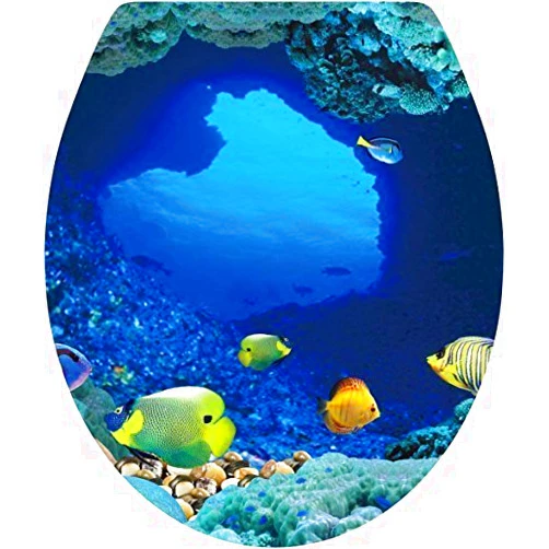 BooDecal Ocean Series Undersea Wall Decals Tropical Fish Toilet Lid Cover Stickers for Bathroom Seat Waterfroof Peel and Stick Stickers 12 inches x 15 inches