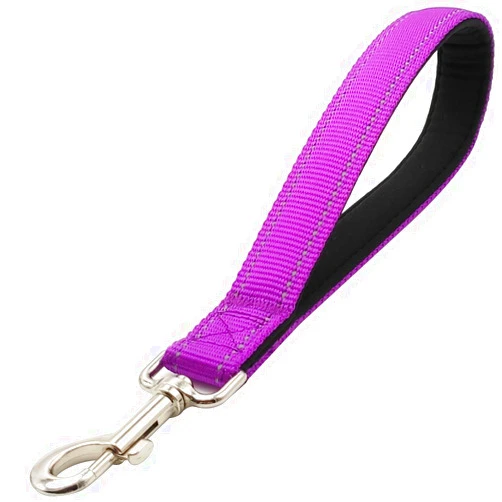YUCFOREN Dog Tab Leash 12 Inch Short Dog Leash, Reflective Soft Padded Handle Traffic Leash for Medium Large Dog Control Walking Purple