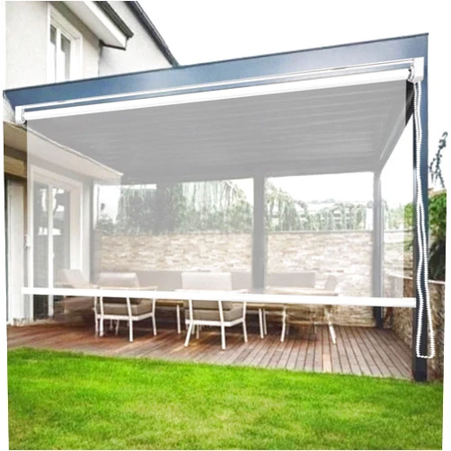 Generic Heavy Duty Clear Windproof Roller Shade for Balcony Patio Transparent PVC Blind & Grommet Custom Size Draft Stopper Waterproof Thermal Insulated Soft Vinyl Partition for Outdoor Indoor(W55X75IN)