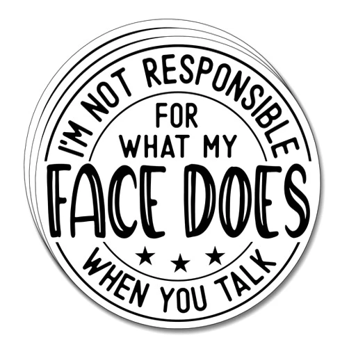 CATRACOS (3Pcs) I'm Not Responsible for What My Face Does When You Talk Sticker Funny Motivational Sayings Decals Decorate Books Laptop Phone Water Bottles Kindles Tumbler Waterproof Vinyl Stickers 3