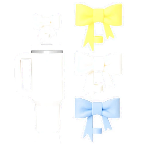 GAISHION Cute Bow Straw Covers Cap Toppers Compatible with Stanley 40/30 oz Tumbler Cups,Reusable Cute Silicone Straw Lids Tips Protectors for 0.4 in/10mm Stanley Cups Straws Accessories（3 pcs）