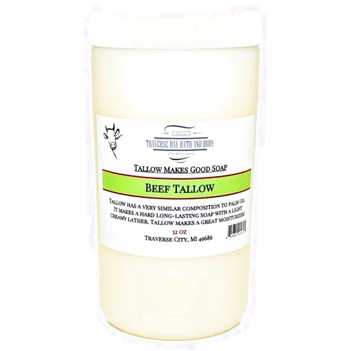 Traverse Bay Bath and Body BEEF TALLOW DEODORIZED Grass fed beef Non Hydrogenated Soap making supplies. 32 FL Oz DIY projects.