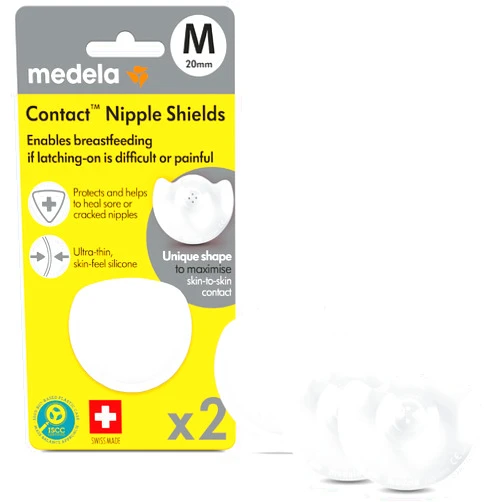 Medela Contact Nipple Shields, Medium 20mm | For Latching Difficulties during Breastfeeding, Flat or Inverted Nipples