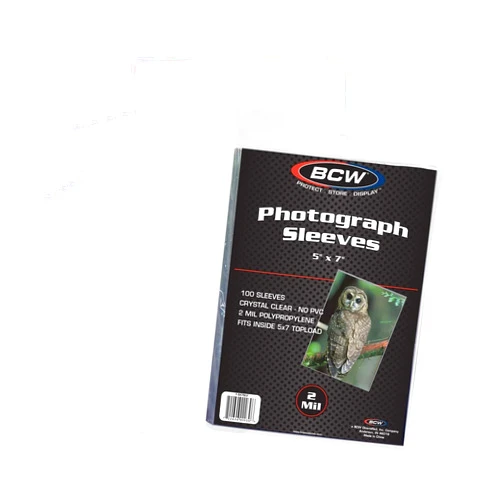 BCW 5x7 Photo Sleeves - 100 ct - Acid Free, No PVC | for Photo Books and Storage | Clear Plastic | Fits Sheet Protectors and Toploaders | Archival Quality