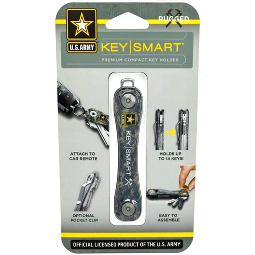 KEY SMART KeySmart Rugged - Multi-Tool Key Holder with Bottle Opener and Pocket Clip (up to 14 Keys, Army)