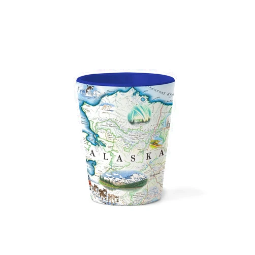 Xplorer Maps Alaska Map Shot Glass – 1.5 oz Ceramic– BPA-Free, Durable Gift for Home, Office, Bar, or Souvenir