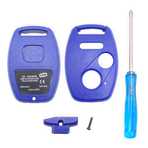 Jokmoest Keyless Entry Replacement Key Fob Cover fit for Honda 2003-2012 Accord 2006-2013 Civic EX 2009-2015 Pilot 2005-2006 CR-V Ridgeline Odyssey Key Fob Case Shell No Cutting Blade (2+1, Blue)