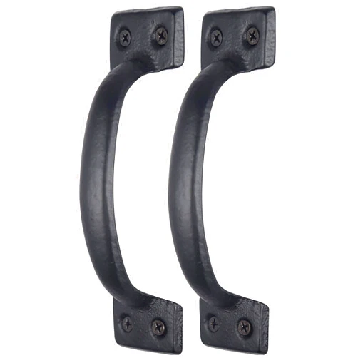 WEBI Rustic Gate Handle:Cast Iron Sliding Barn Door Handle,Vintage Gate Pull Handle Fence Cabinet Handles for Outdoor,Garage,Interior,Black,2 Packs