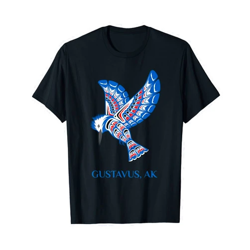 Gustavus AK PNW Native American Kingfisher Bird Gustavus Alaska Kingfisher Native American Indian Bird T-Shirt