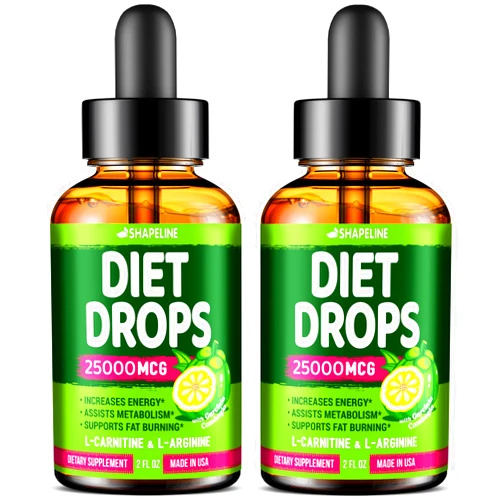 SHAPELINE (Pack of 2) Diet Drops - Made in USA - Appetite Suppressant for Women & Men - Diet Drops with Garcinia Cambogia, L-Arginine & L-Glutamine 2 Fl Oz