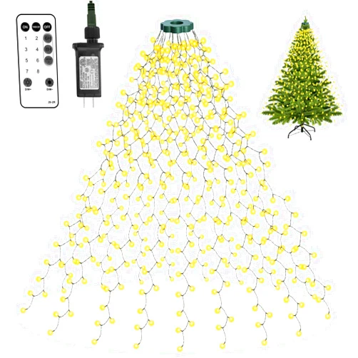LUSARRYWILL Christmas Tree Lights, 400 LED Christmas String Lights with Ring for Tree, 6.6FT x 16 Lines Fairy Lights for Indoor Outdoor Xmas Tree Decor, Warm White