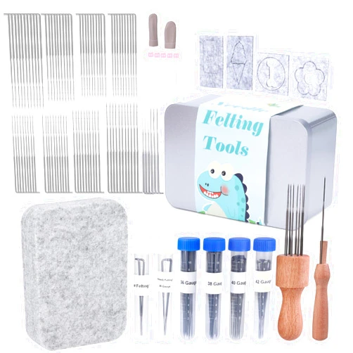 SOCNITC Needle Felting Tools, Needle Felting Pad, 4.5 * 3.5 * 1 inch, Needle Felting Kit with Felting Needles, Wooden Handle for Beginner DIY