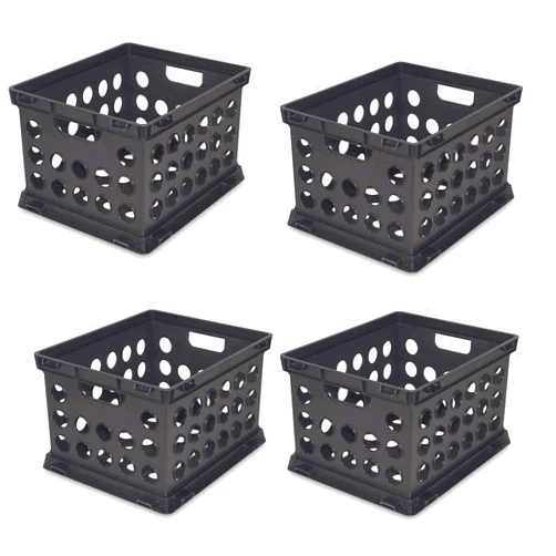 Sterilite 16939006 Plastic Heavy Duty File Crate Stacking Storage (4 Pack)
