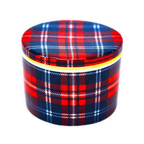 Draper James Ceramic Trinket Box for Jewelry/Rings, Round Box with Gold Trim, Angie Plaid