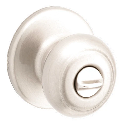 Kwikset Cove Interior Privacy Door Knob with Lock, Door Handle For Bathroom and Bedroom, Satin Nickel Keyless Turn Lock Doorknob, with Microban Protection