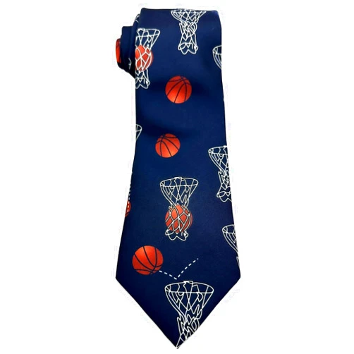My Party Shirt Basketball Necktie For Adults - Sports Tie For Men - Ball And Hoop - Detective David Mills Se7en Movie Costume - 90s Fan Gift