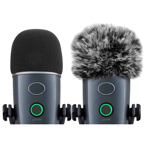 ChromLives Mic Windscreen Cover Pop Filter Compatible with Blue Yeti Nano,ChromLives Furry Windscreen Cover + Mic Foam Wind Cover Compatible with Yeti Nano (Furry & Foam Combo 2Pack)