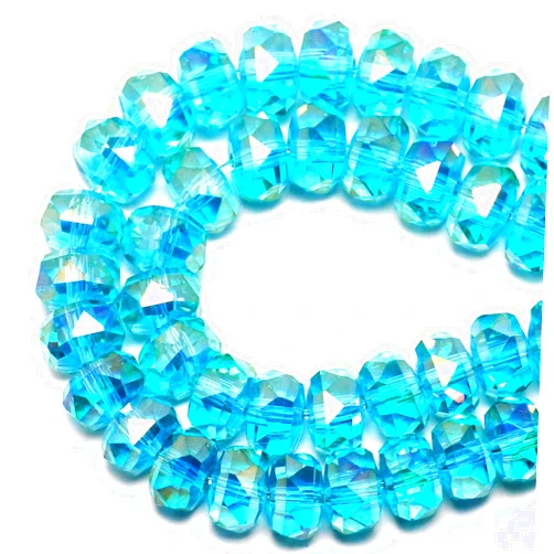 DIQIO 10mm Sparkle Rondelle Crystal Beads for Jewelry Making - Spacer Faceted Beads for Bracelets(57-60pcs, Sea Blue)